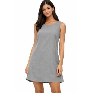 Belle Zeke Gray Sleeveless Shift Dress Linen Blend Minimalist Casual Women S